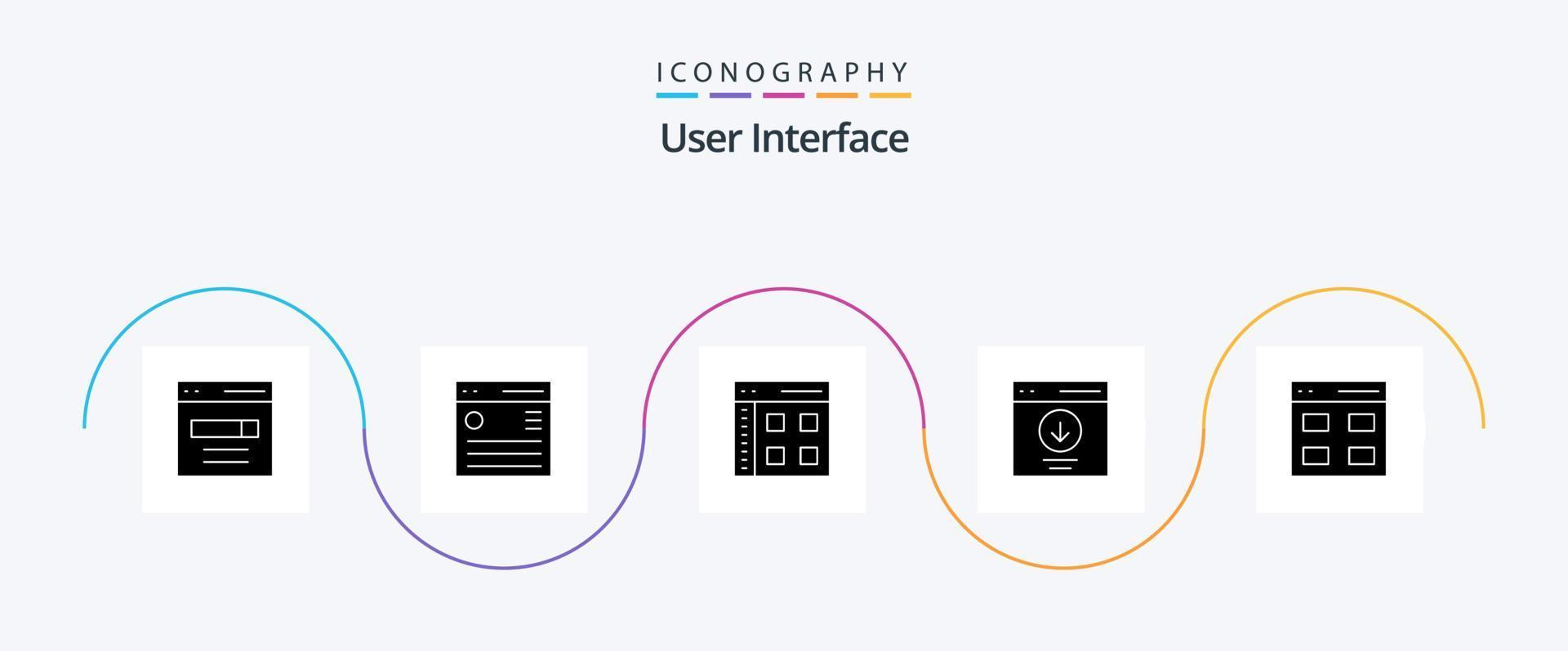 User Interface Glyph 5 Icon Pack Including interface. communication. menu. web. interface vector