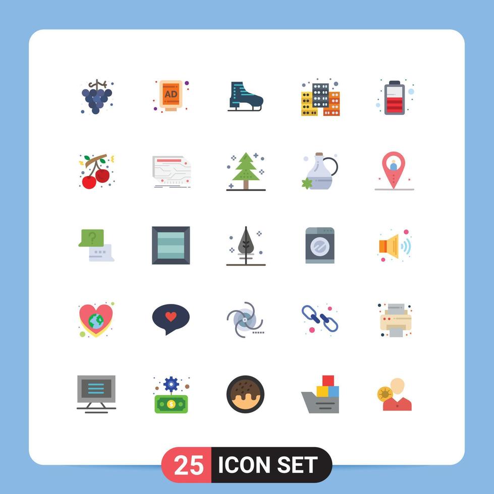 Set of 25 Modern UI Icons Symbols Signs for berry charge skate battery economy Editable Vector Design Elements