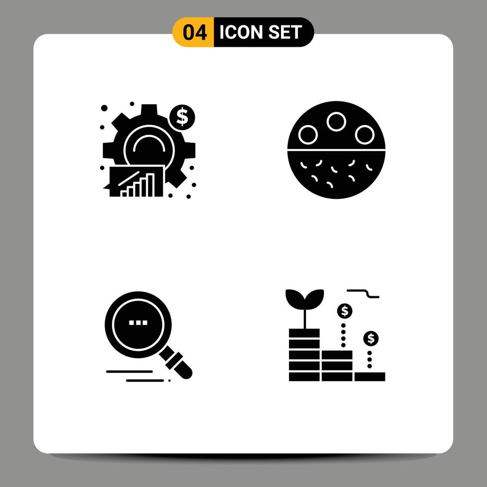 Editable Vector Line Pack of 4 Simple Solid Glyphs of analysis strength graph calcium find Editable Vector Design Elements