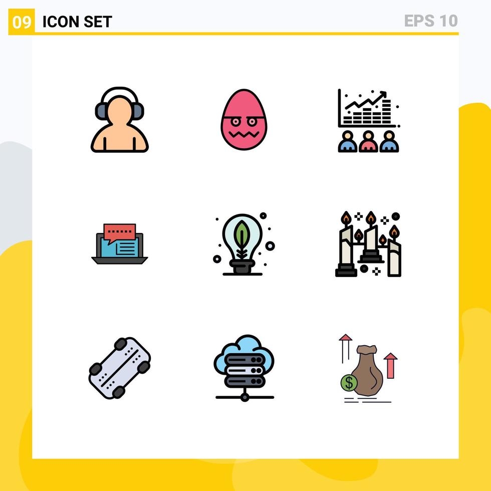 Mobile Interface Filledline Flat Color Set of 9 Pictograms of online dialog broker chat stock Editable Vector Design Elements