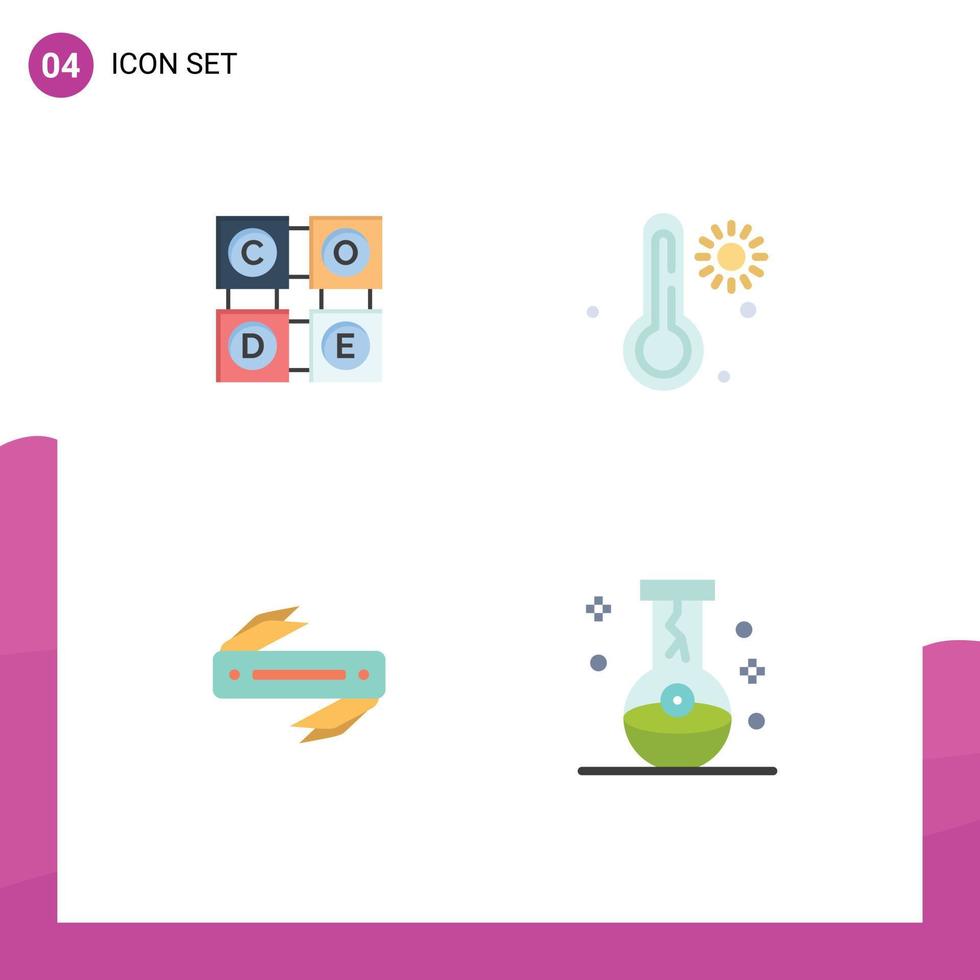 Modern Set of 4 Flat Icons and symbols such as code sharp education weather bottle Editable Vector Design Elements