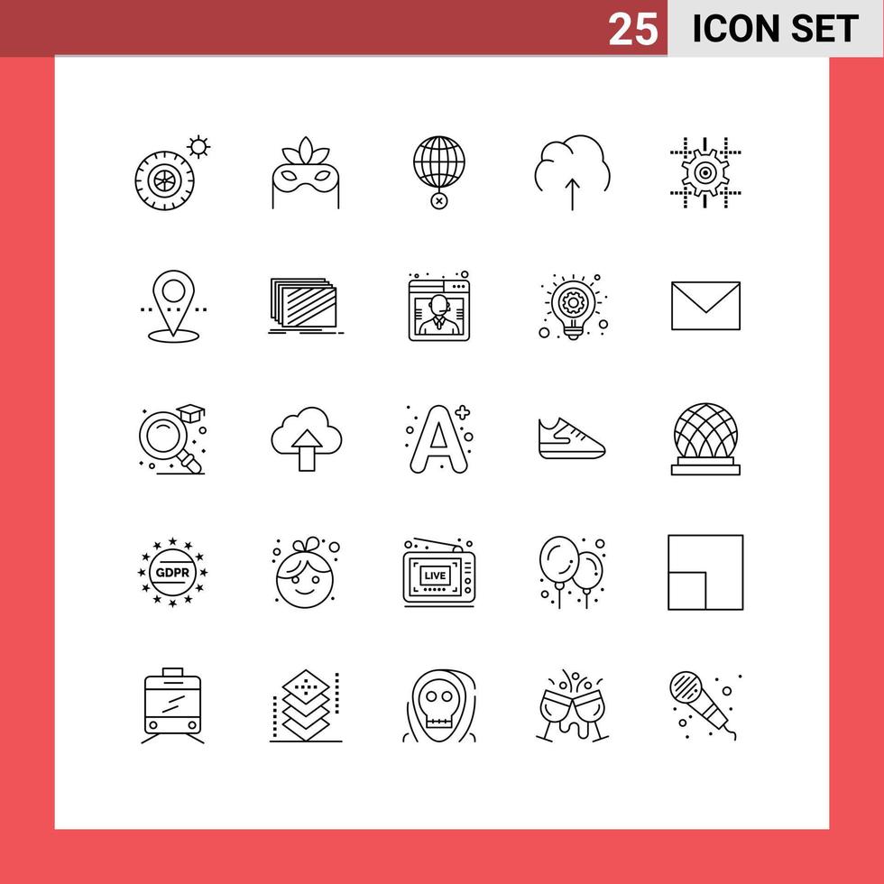 Concepto de 25 líneas para sitios web, dispositivos móviles y aplicaciones, almacenamiento de equipos, datos del servidor global, elementos de diseño vectorial editables vector