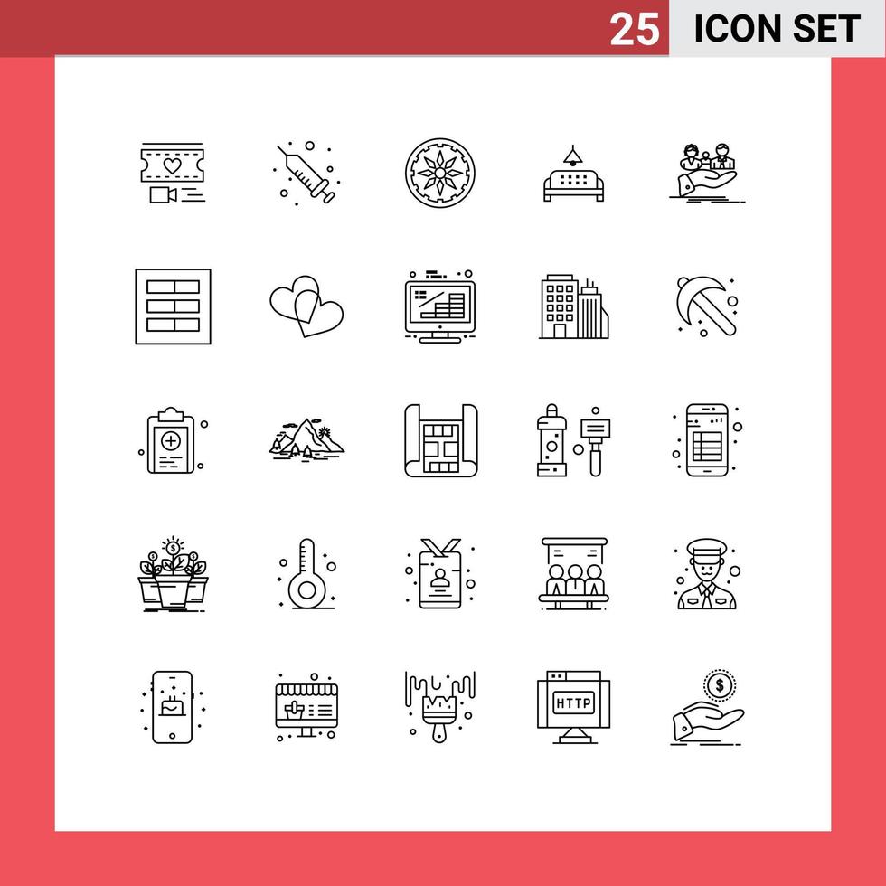 Set of 25 Modern UI Icons Symbols Signs for life health country insurance lump Editable Vector Design Elements