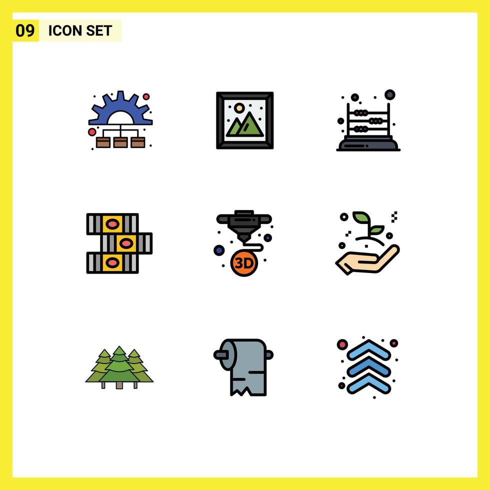 Pictogram Set of 9 Simple Filledline Flat Colors of machine library game education school Editable Vector Design Elements