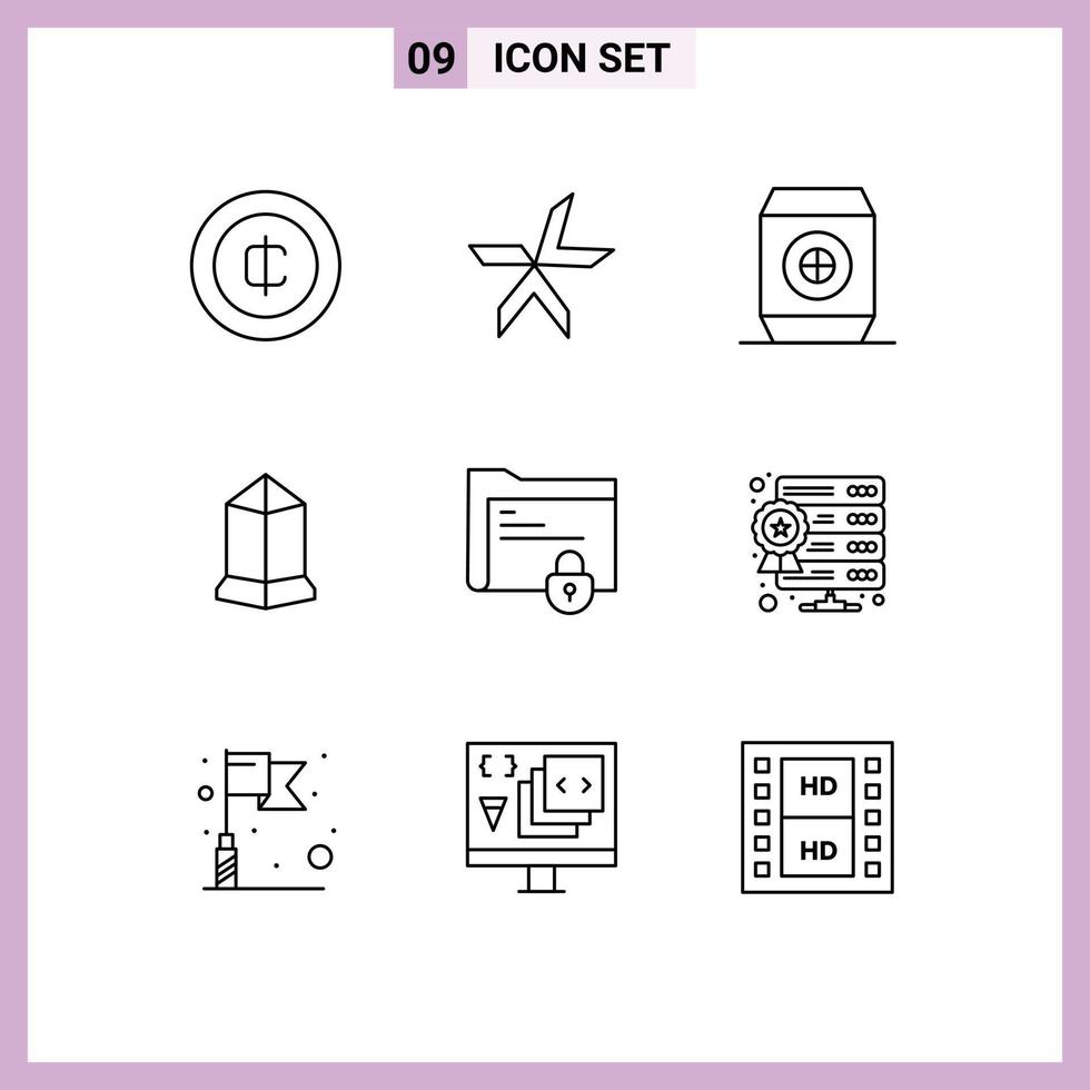 Modern Set of 9 Outlines and symbols such as gdpr document drink crypto currency coin Editable Vector Design Elements