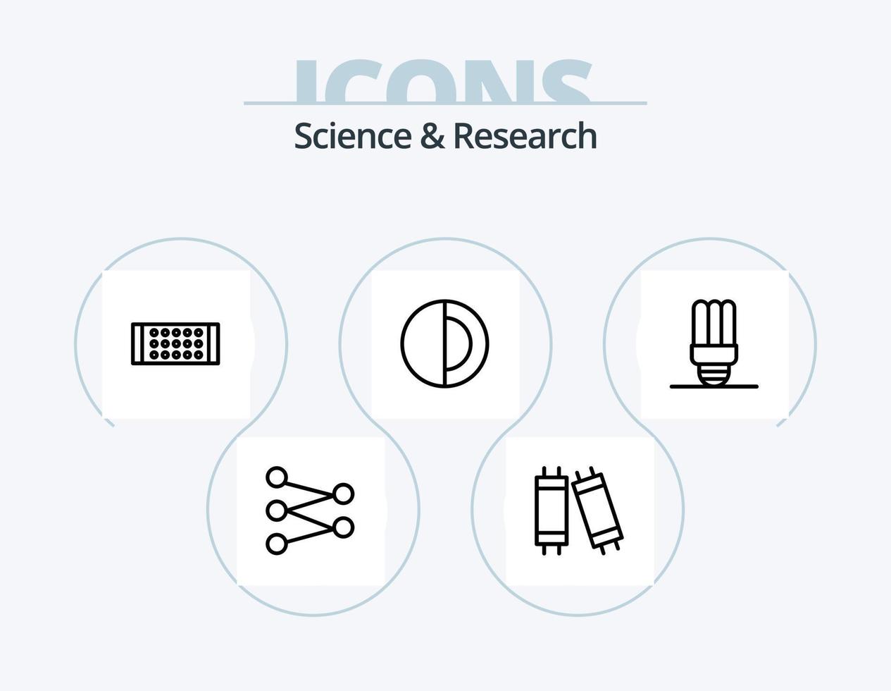 paquete de iconos de línea científica 5 diseño de iconos. . . espacio. luz. halógeno vector