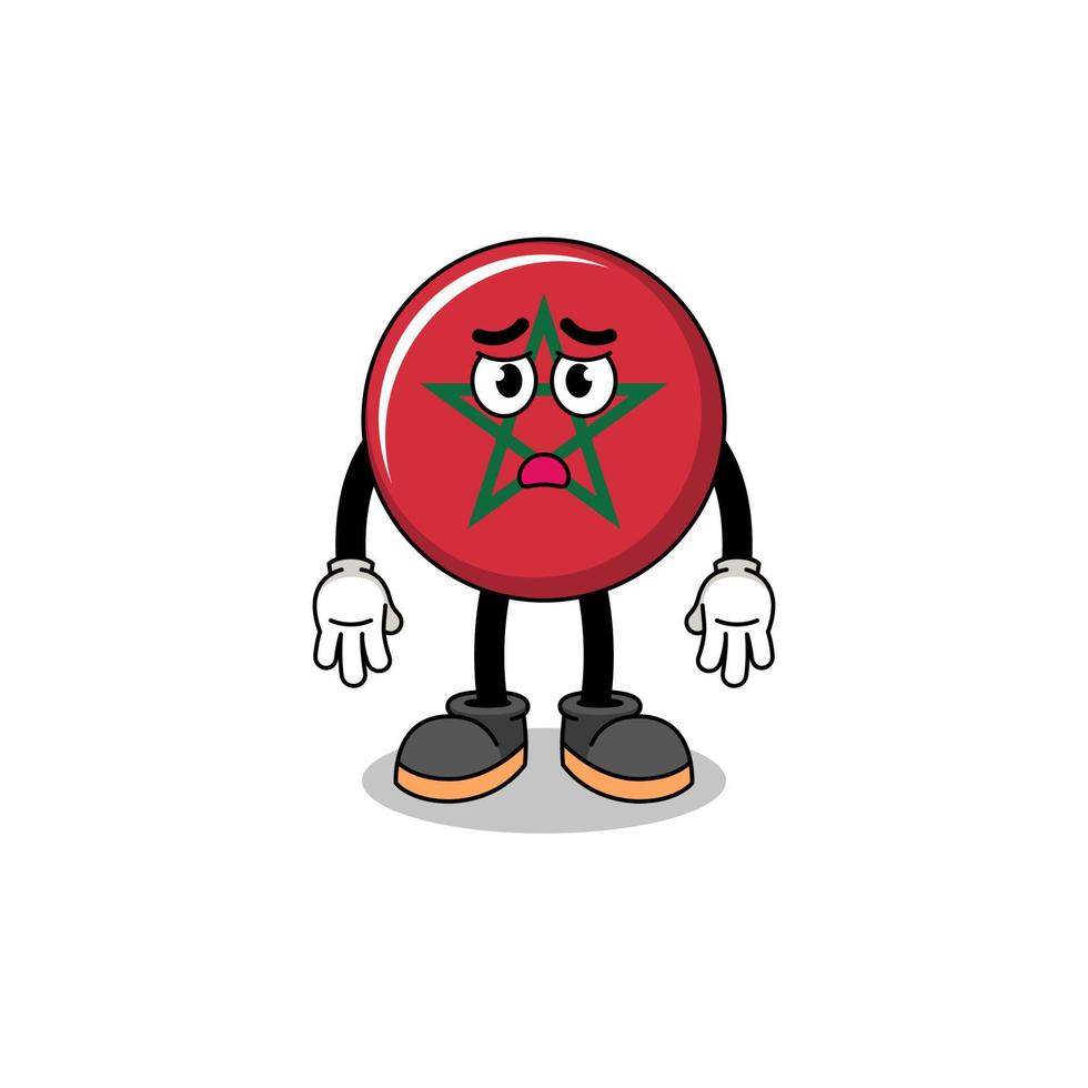 morocco flag cartoon illustration with sad face vector