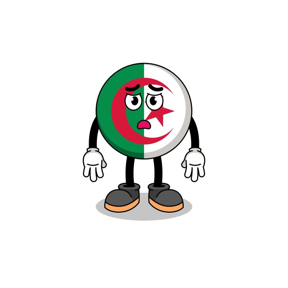 algeria flag cartoon illustration with sad face vector