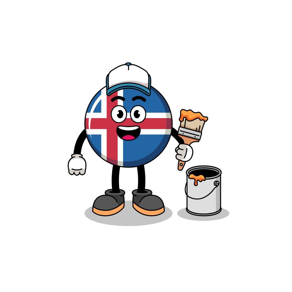 Character mascot of iceland flag as a painter vector