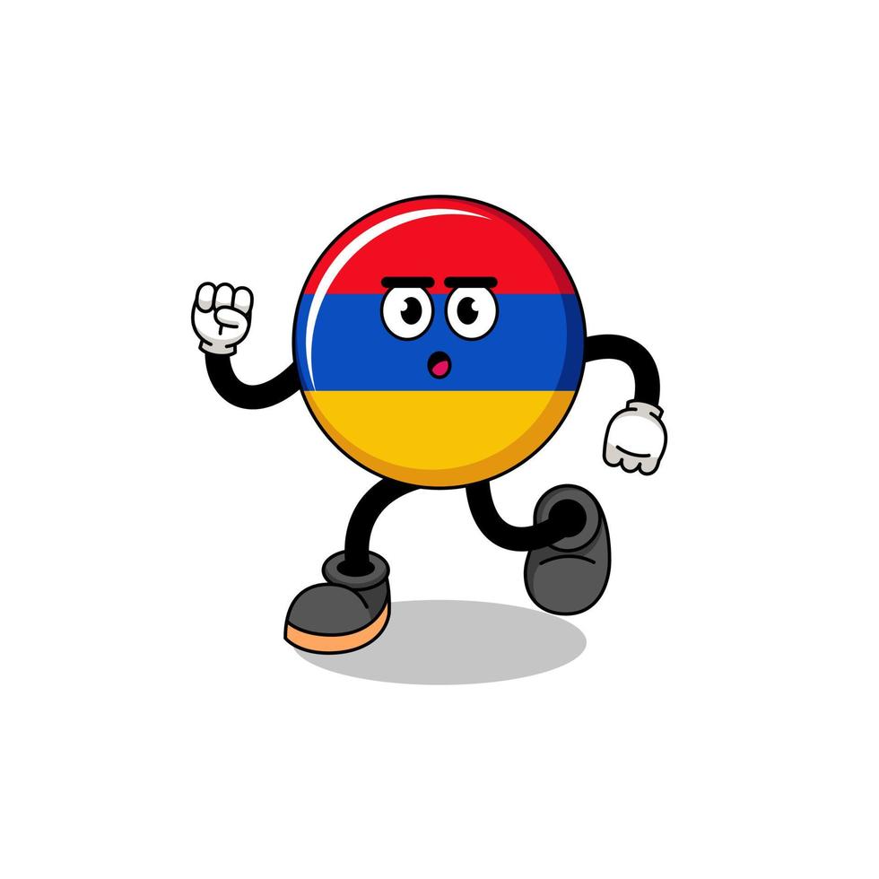 running armenia flag mascot illustration vector