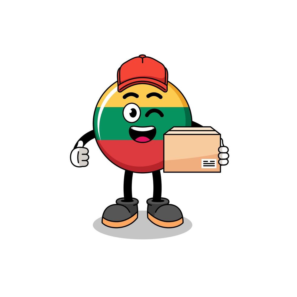 caricatura de la mascota de la bandera de lituania como mensajero vector
