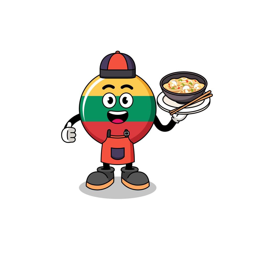 Illustration of lithuania flag as an asian chef vector
