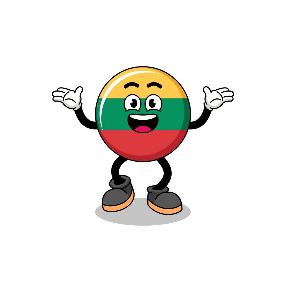 lithuania flag cartoon searching with happy gesture vector