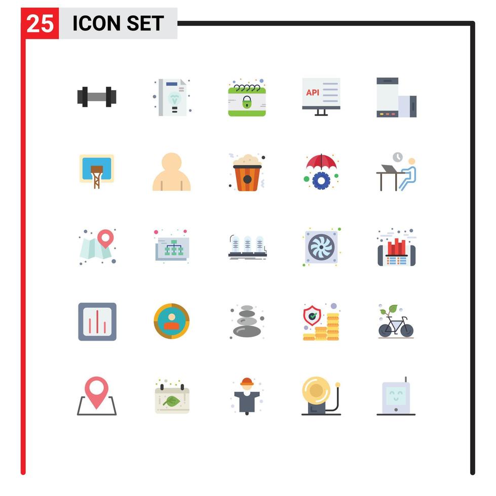 Modern Set of 25 Flat Colors Pictograph of device develop calendar computer app Editable Vector Design Elements