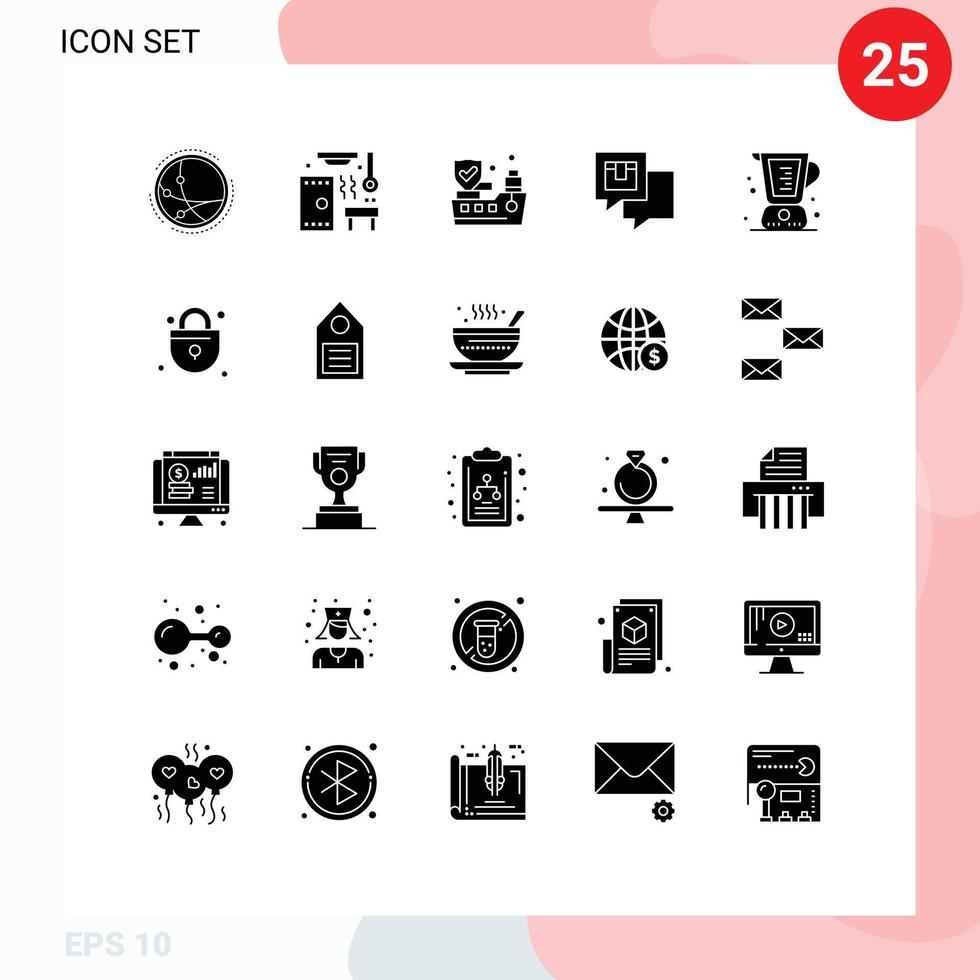 Set of 25 Modern UI Icons Symbols Signs for baked message spa feedback chatting Editable Vector Design Elements