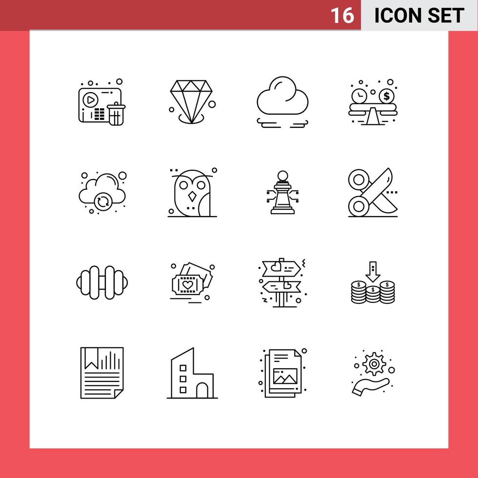 16 User Interface Outline Pack of modern Signs and Symbols of animal computing wind cloud budget planning Editable Vector Design Elements