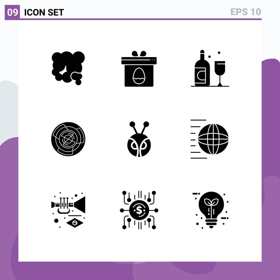 Universal Icon Symbols Group of 9 Modern Solid Glyphs of logic concept easter challenge complexity Editable Vector Design Elements