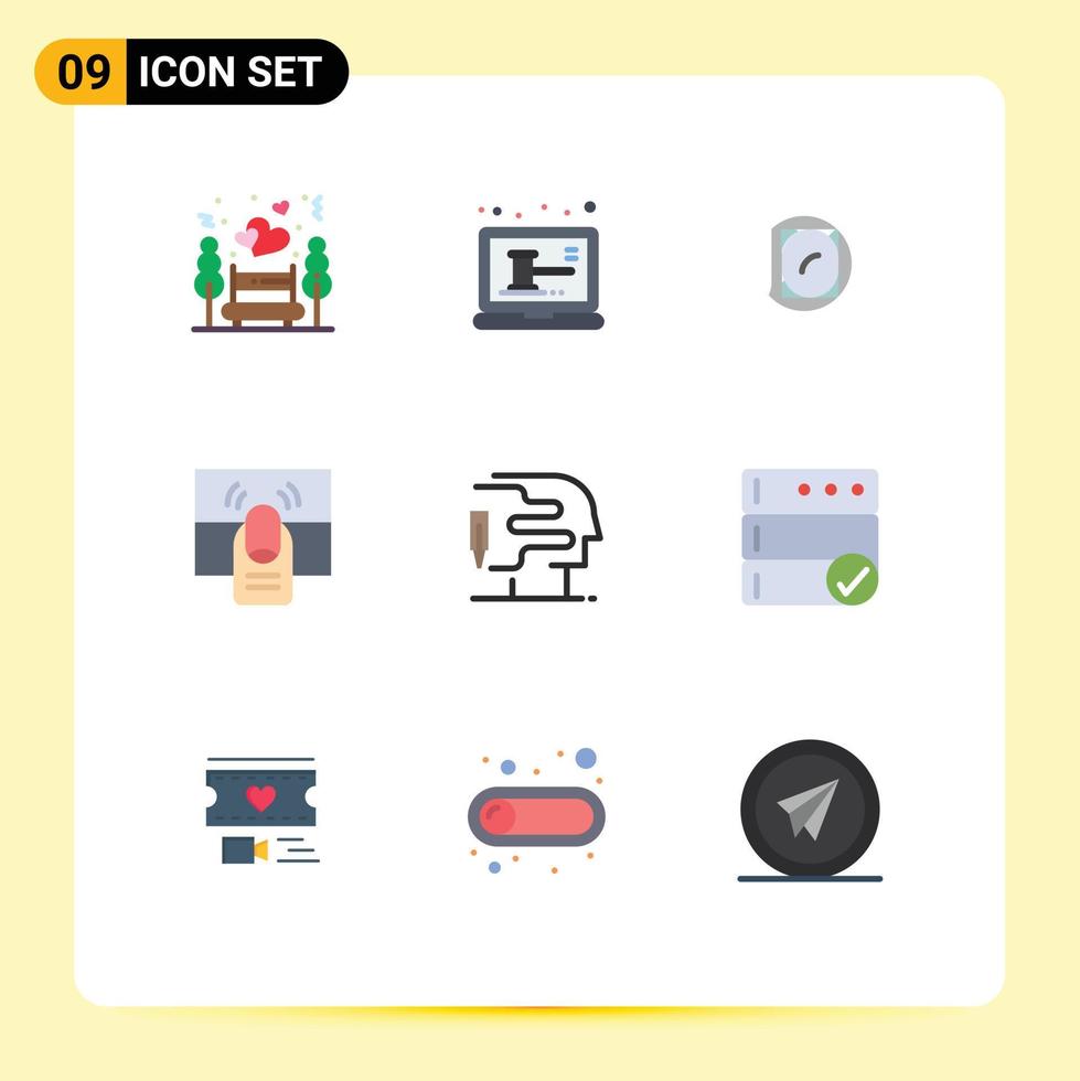 Universal Icon Symbols Group of 9 Modern Flat Colors of human one biology hand click Editable Vector Design Elements