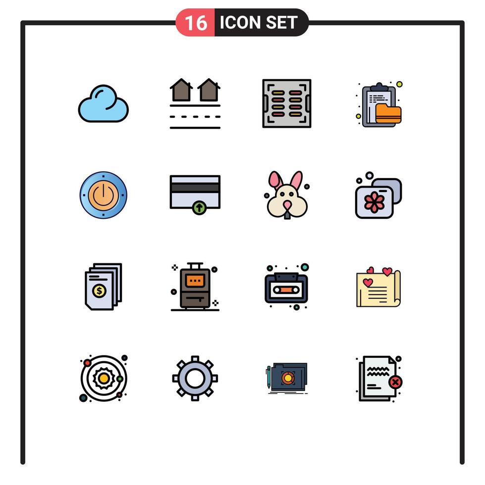 16 Flat Color Filled Line concept for Websites Mobile and Apps electricity file bathroom document archive Editable Creative Vector Design Elements