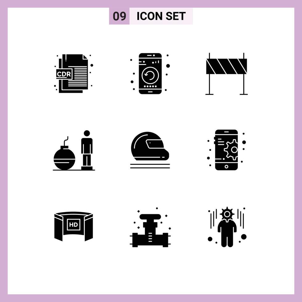 Set of 9 Modern UI Icons Symbols Signs for problem debt restart business obstacle Editable Vector Design Elements