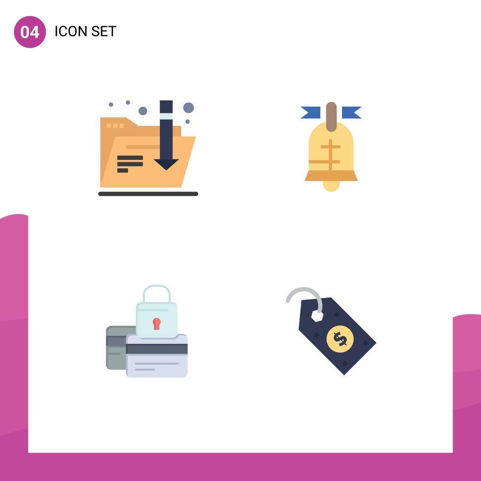 Set of 4 Commercial Flat Icons pack for download credit ball usa secure Editable Vector Design Elements