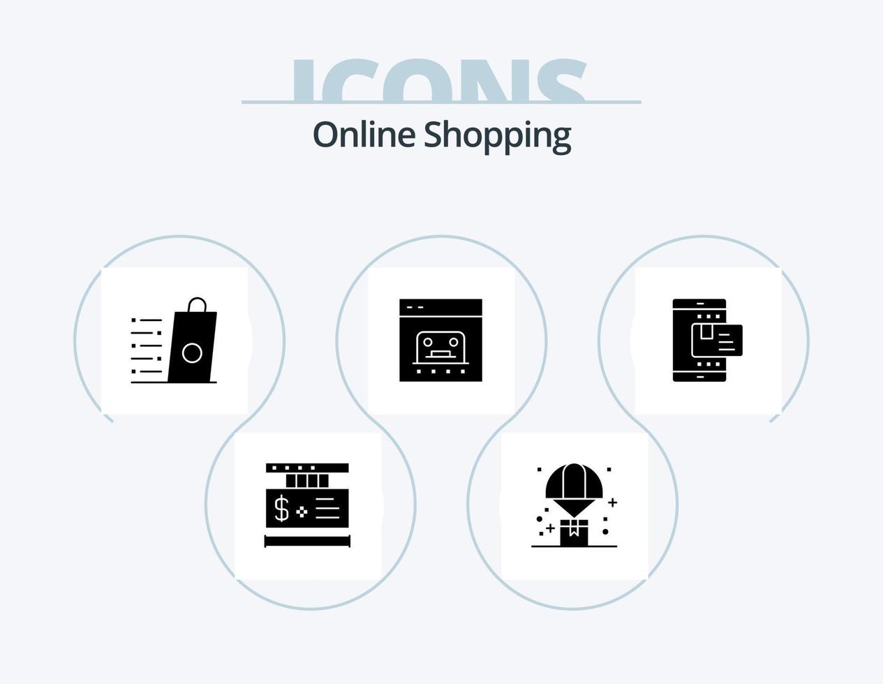 Online Shopping Glyph Icon Pack 5 Icon Design. online. business. shopping. banking. shop vector