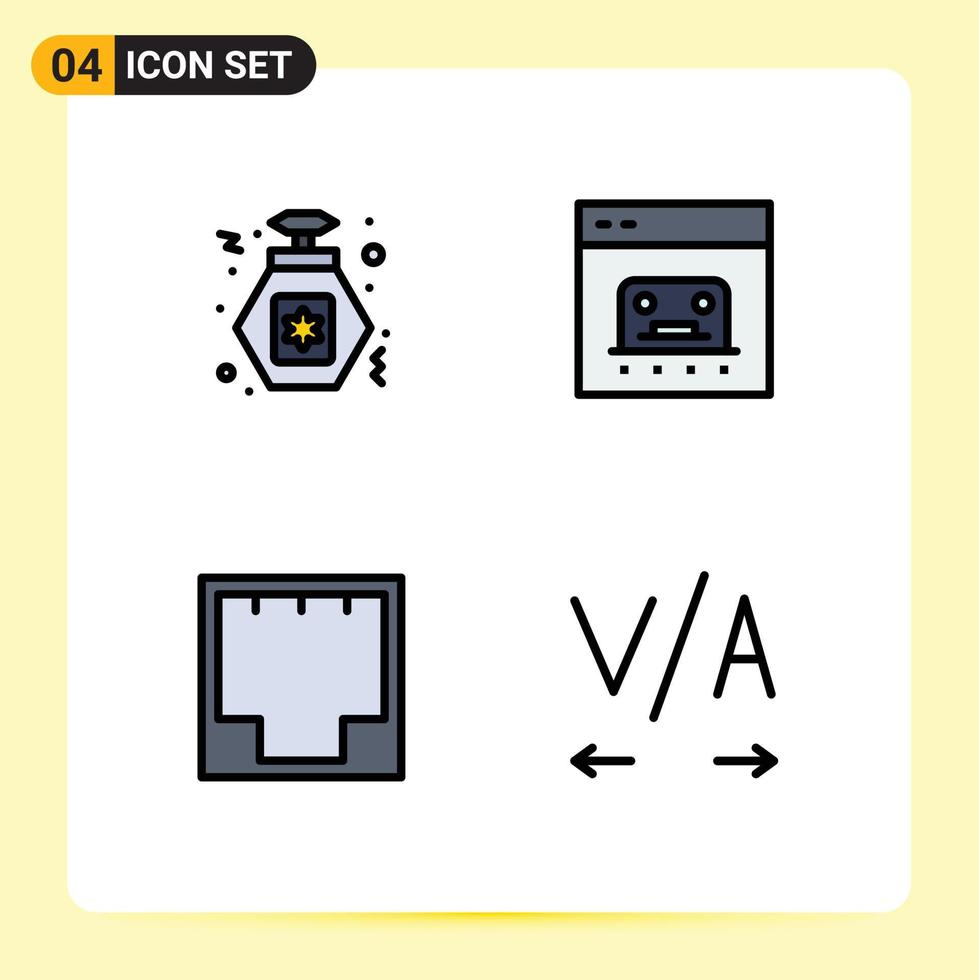 4 Filledline Flat Color concept for Websites Mobile and Apps perfume ethernet banking online network Editable Vector Design Elements