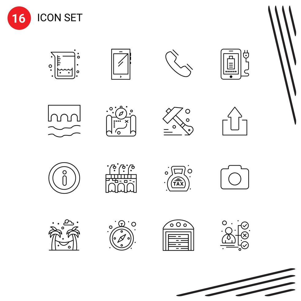 16 Creative Icons Modern Signs and Symbols of bridge full call charg ring Editable Vector Design Elements