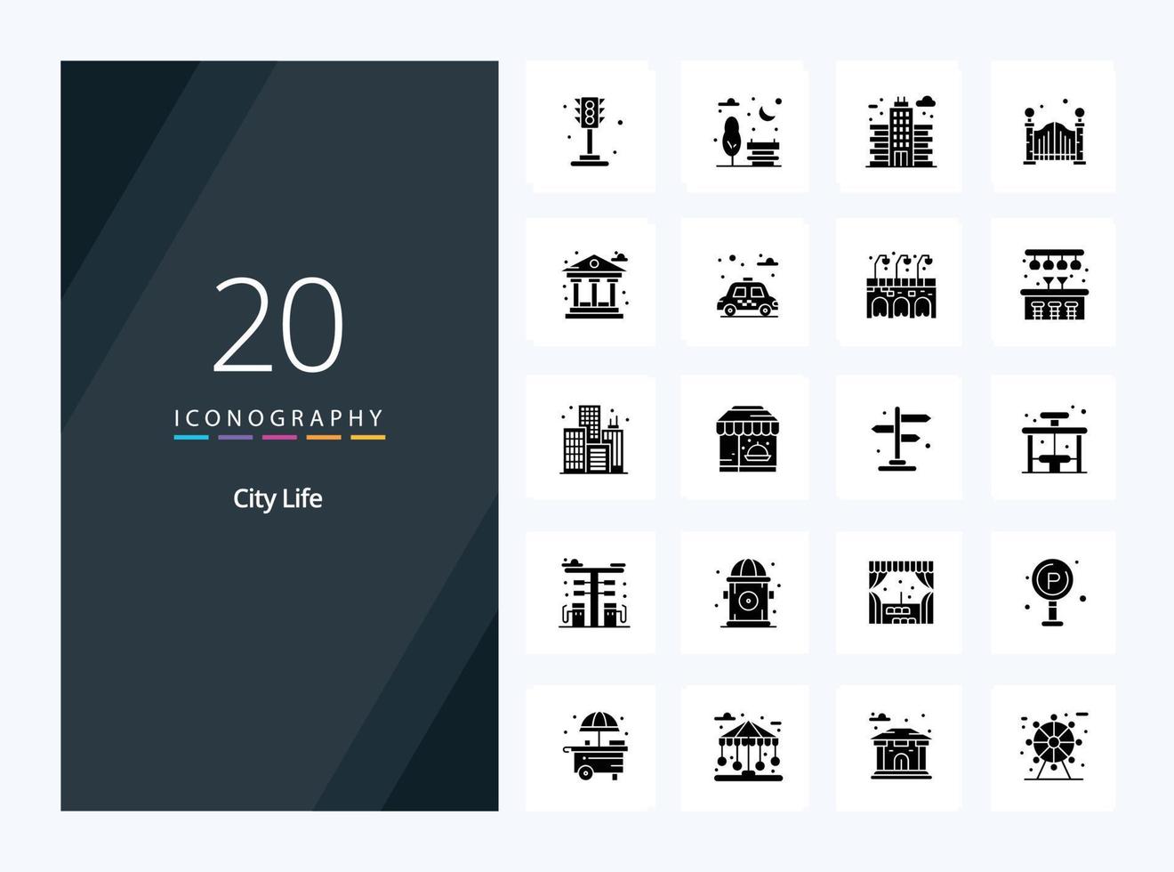 20 City Life Solid Glyph icon for presentation vector