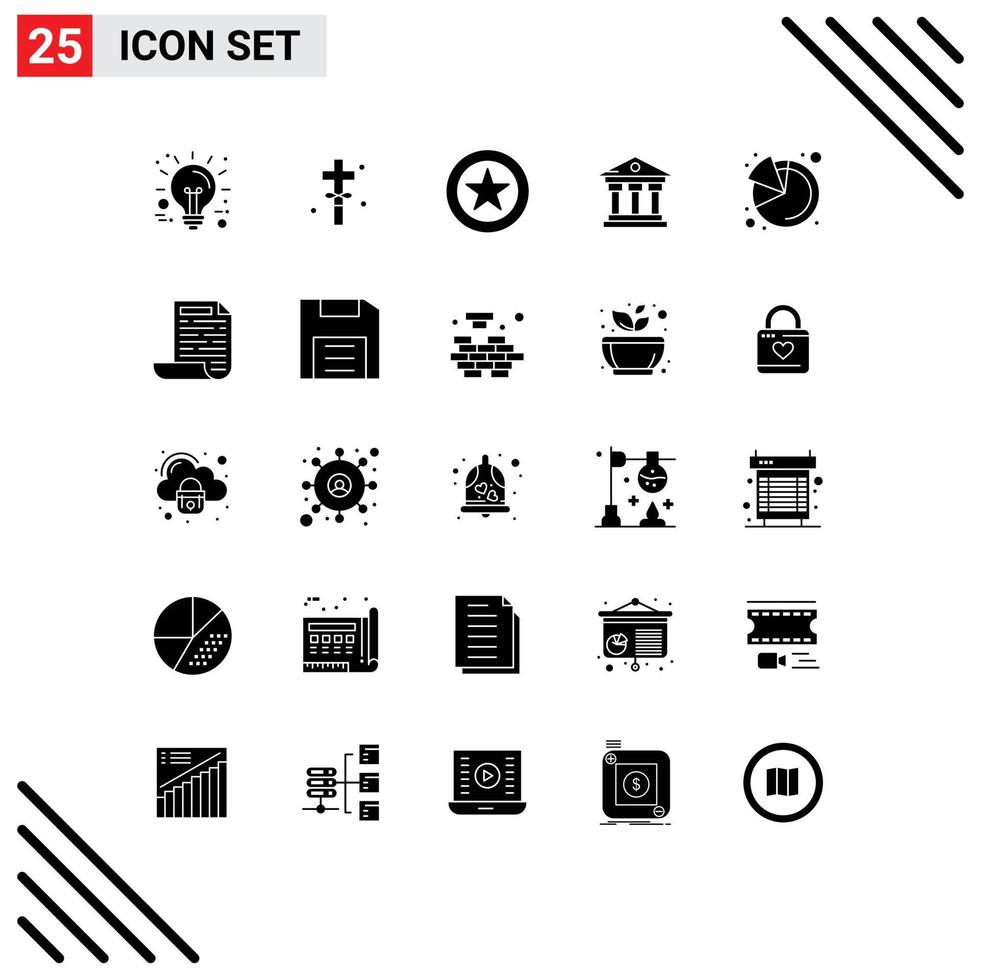 Pictogram Set of 25 Simple Solid Glyphs of file pie chart favorite analytics money Editable Vector Design Elements