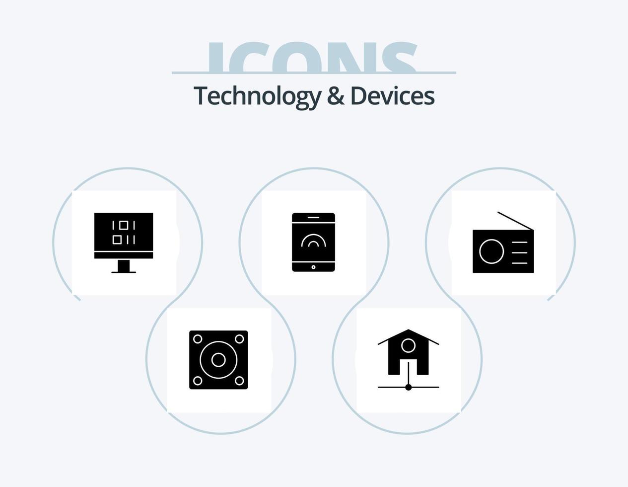 Devices Glyph Icon Pack 5 Icon Design. . technology. data. radio. devices vector