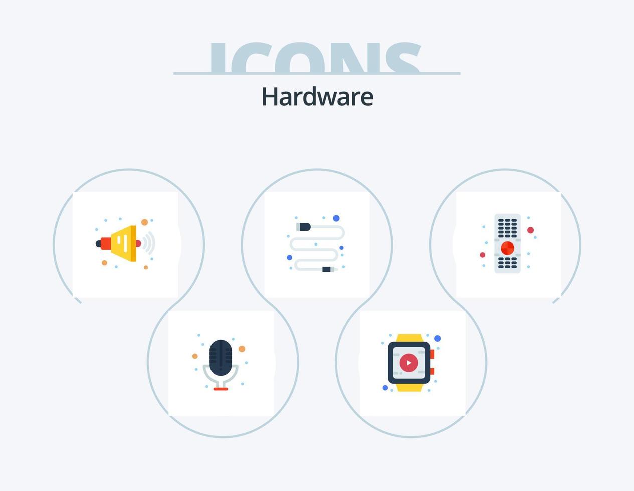 paquete de iconos planos de hardware 5 diseño de iconos. . . volumen. televisor. control vector