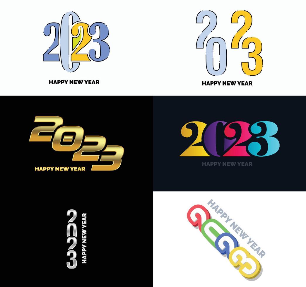 Big Set of 2023 Happy New Year logo text design 2023 number design template vector