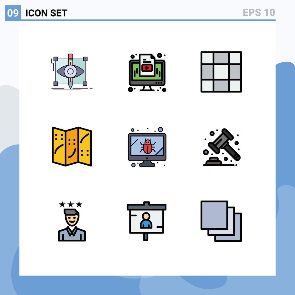 9 Creative Icons Modern Signs and Symbols of security monitor monitor bug navigation Editable Vector Design Elements