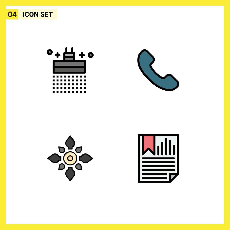 4 Universal Filledline Flat Colors Set for Web and Mobile Applications bath decoration water call hindu Editable Vector Design Elements