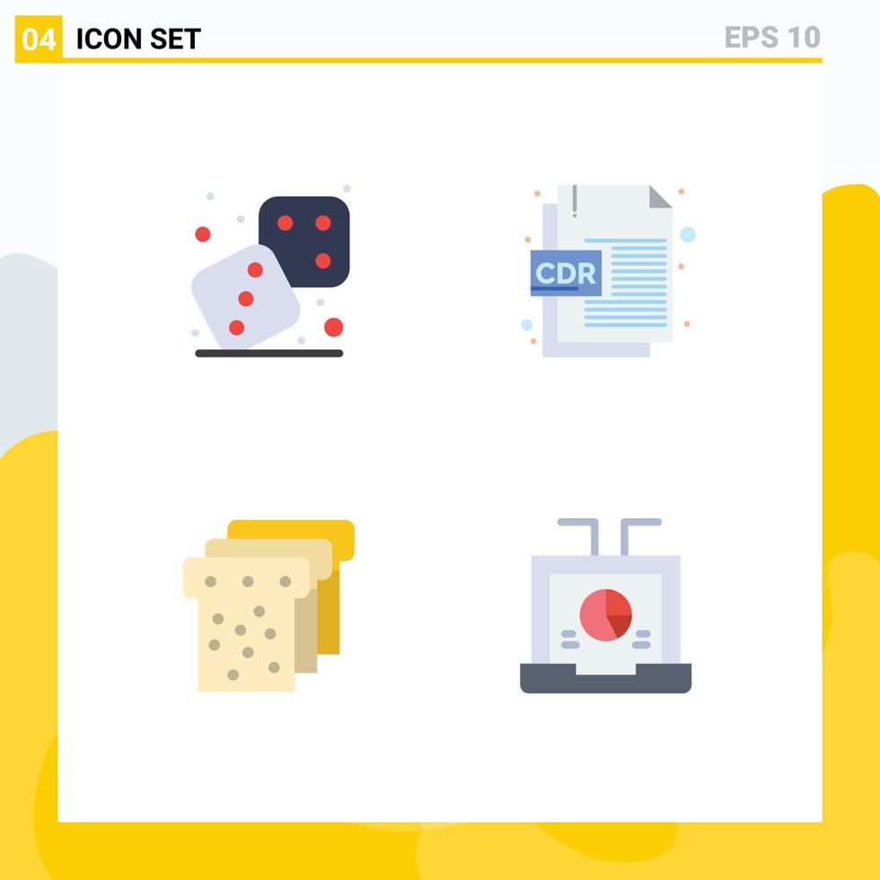 Pack of 4 creative Flat Icons of competition food play corel business Editable Vector Design Elements