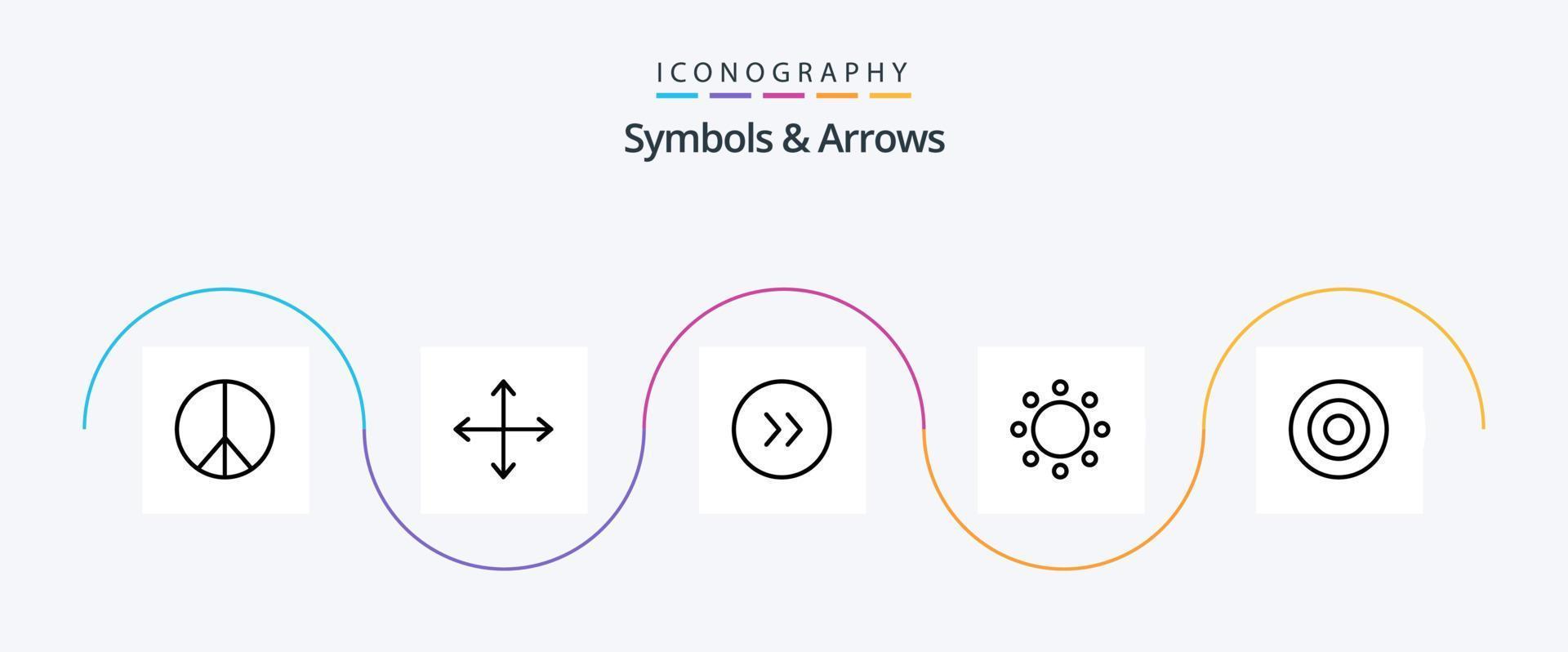 paquete de iconos de línea 5 de símbolos y flechas que incluye símbolos. firmar. círculo. oro. simbolismo vector