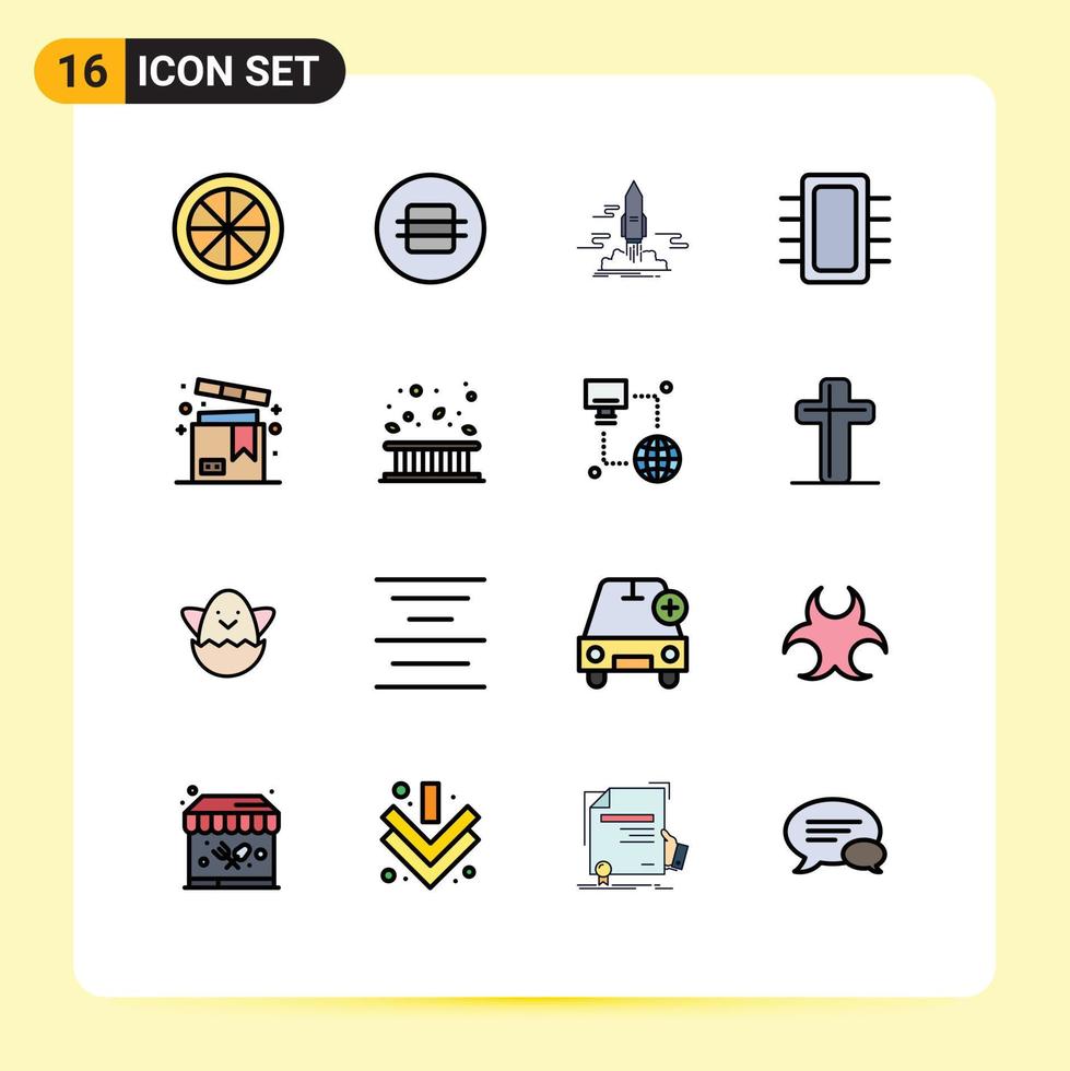16 iconos creativos signos y símbolos modernos de dispositivos de hardware lanzan computadoras espacio elementos de diseño de vectores creativos editables