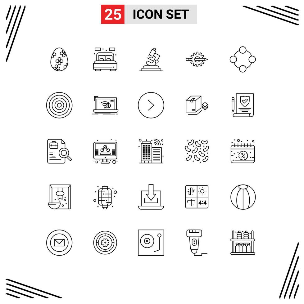 Universal Icon Symbols Group of 25 Modern Lines of production development lab design content Editable Vector Design Elements