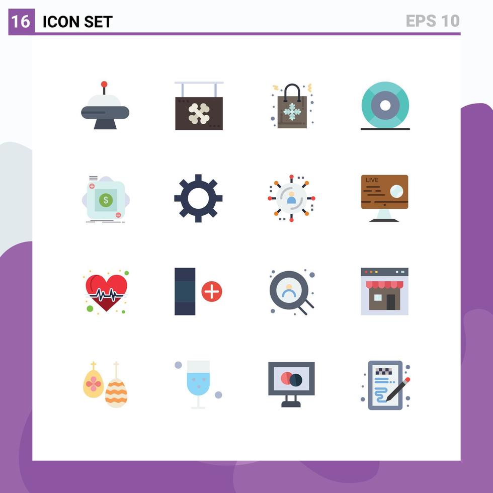 grupo de 16 signos y símbolos de colores planos para comprar ui navidad ayuda paquete editable básico de elementos de diseño de vectores creativos