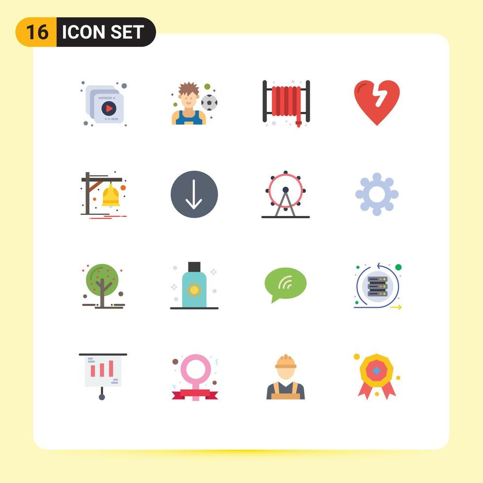 Universal Icon Symbols Group of 16 Modern Flat Colors of arrow notification fire bell love Editable Pack of Creative Vector Design Elements