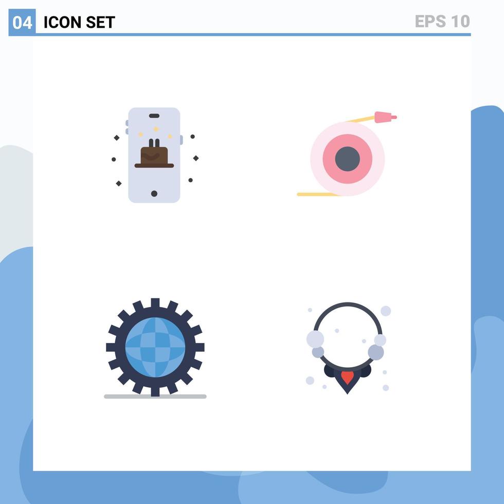 User Interface Pack of 4 Basic Flat Icons of birthday development curved water programing Editable Vector Design Elements