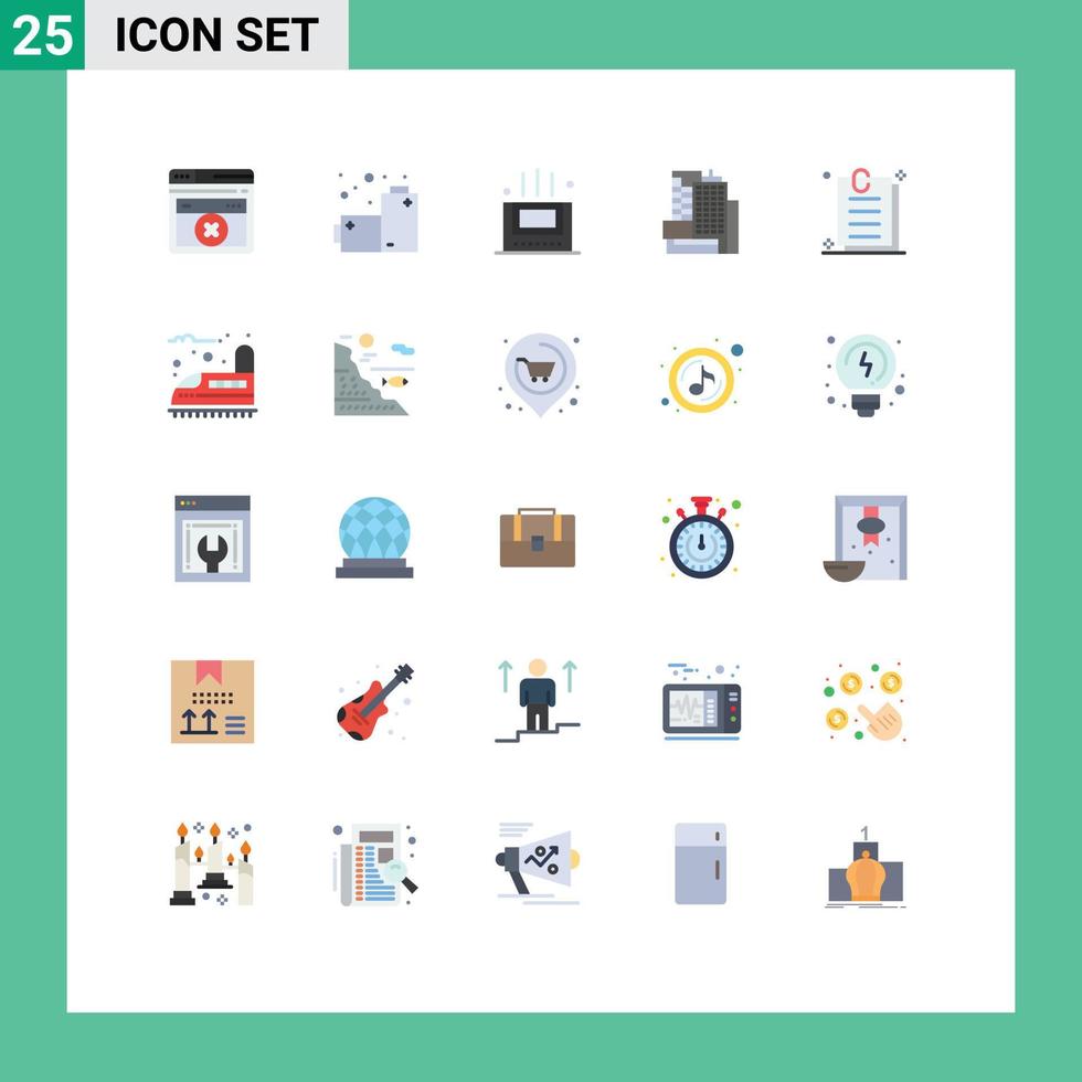 Flat Color Pack of 25 Universal Symbols of train railroad room paper contract Editable Vector Design Elements