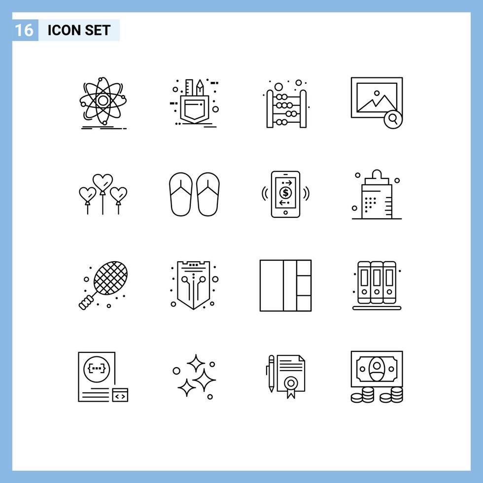 Set of 16 Vector Outlines on Grid for balloon search sketch photo mathematics Editable Vector Design Elements