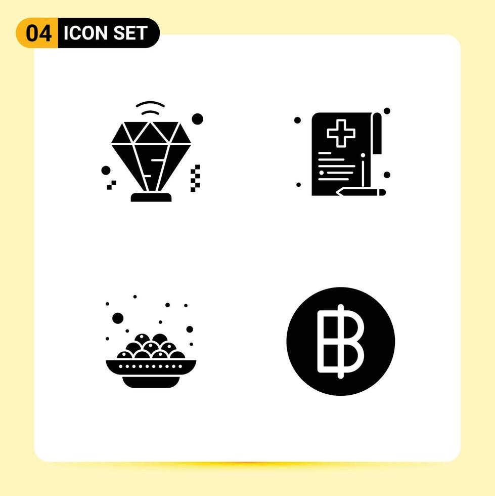 4 Thematic Vector Solid Glyphs and Editable Symbols of business india care medical vadas Editable Vector Design Elements