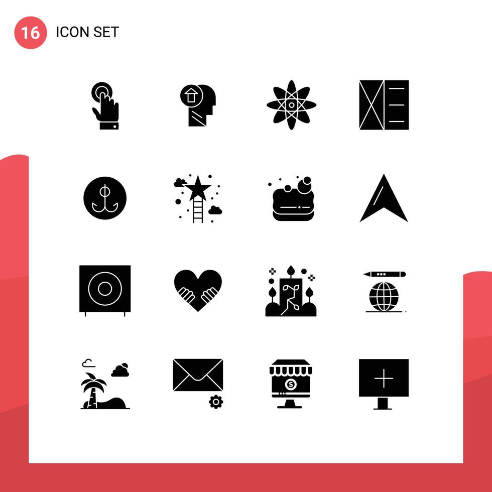 16 User Interface Solid Glyph Pack of modern Signs and Symbols of decoy man mind fashion science Editable Vector Design Elements