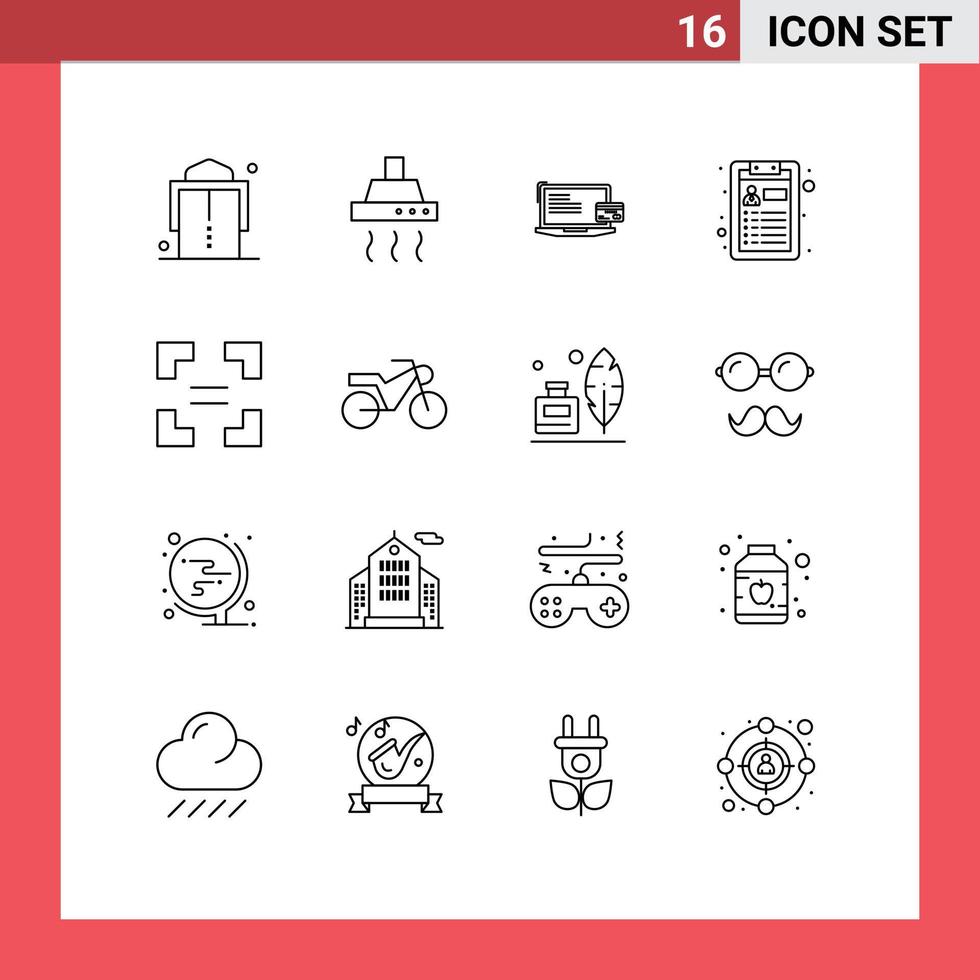 16 Thematic Vector Outlines and Editable Symbols of equal full screen business resume cv Editable Vector Design Elements