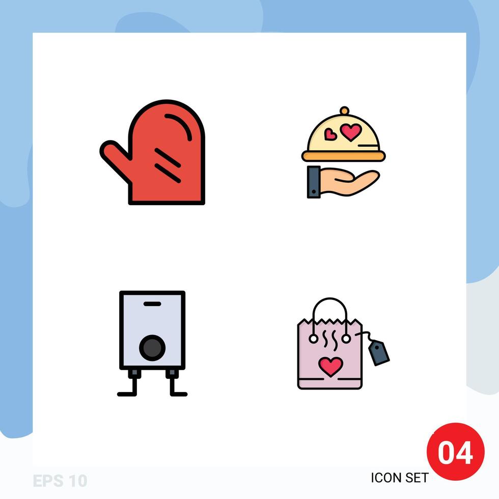 paquete de iconos de vector de stock de 4 signos y símbolos de línea para elementos de diseño de vector editables de bolsa de boda de comida de calentador de bebida