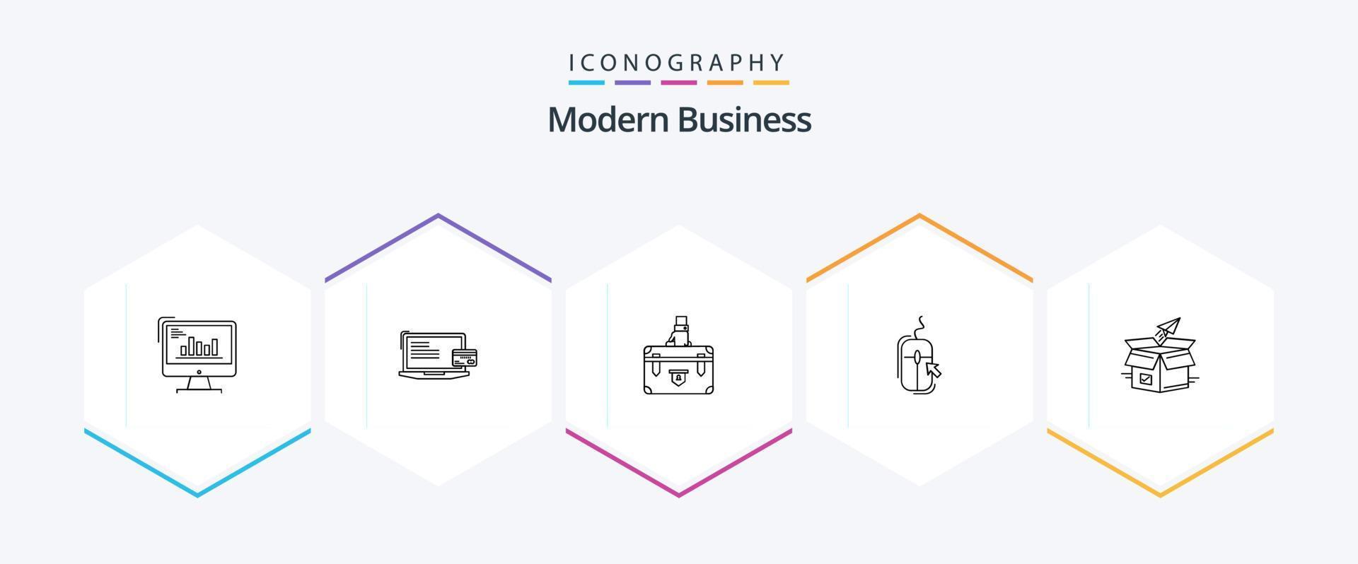 paquete de iconos de 25 líneas de negocios modernos que incluye marketing. caso. negocio. negocio. maleta vector