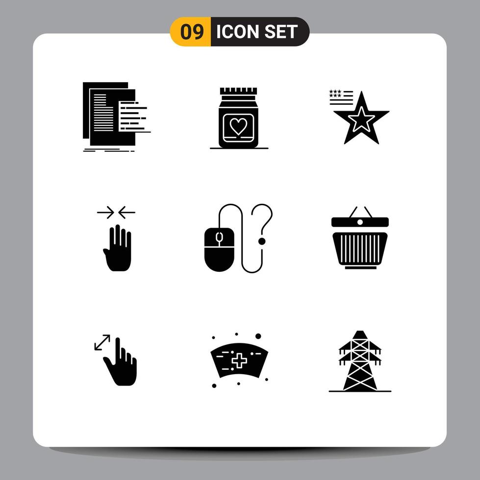 9 Creative Icons Modern Signs and Symbols of computer gesture wedding four finger usa Editable Vector Design Elements